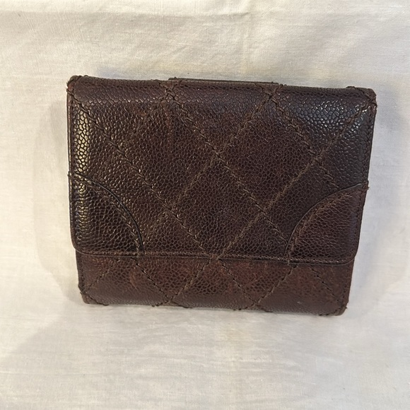 Chanel brown caviar leather compact wallet/coin, full set with original receipt - Picture 3 of 12